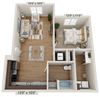 The Maple 1 Bedroom 1 Bath- Large Living Area